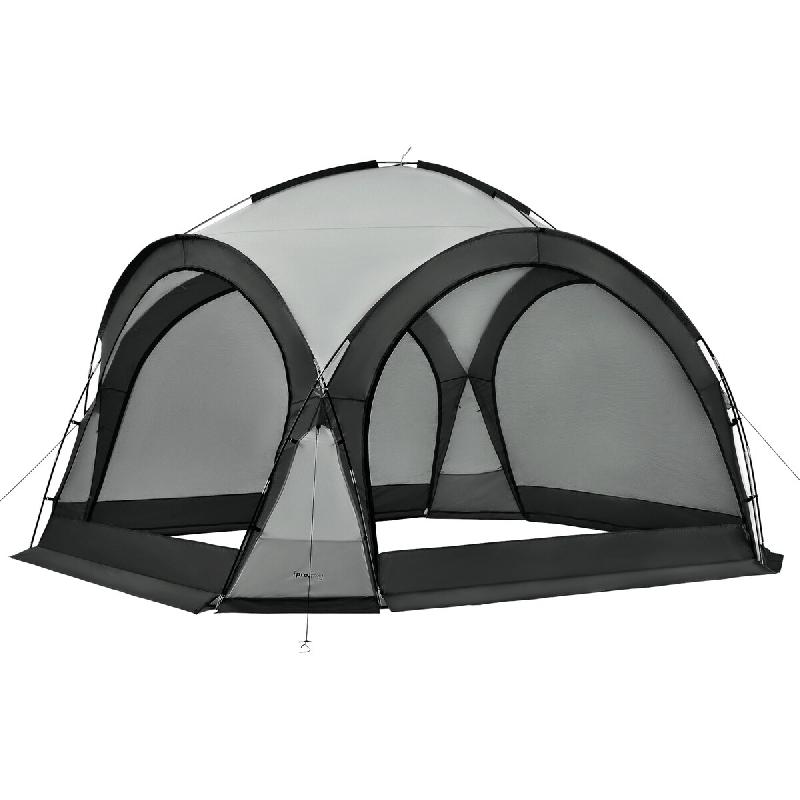 Helloshop26 - Tonnelle de camping avec guirlande à 96 led 345 x 345 x 247 cm gris foncé 03_0008742 - gris verre 3001949547769_0