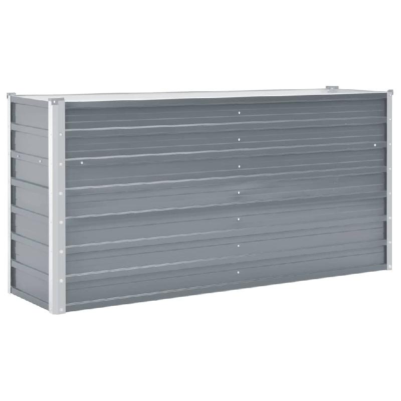 Jardinière lit surélevé en acier galvanisé - 160 x 40 x 77 cm - Gris - Pour plantes, fleurs, légumes et herbes_0
