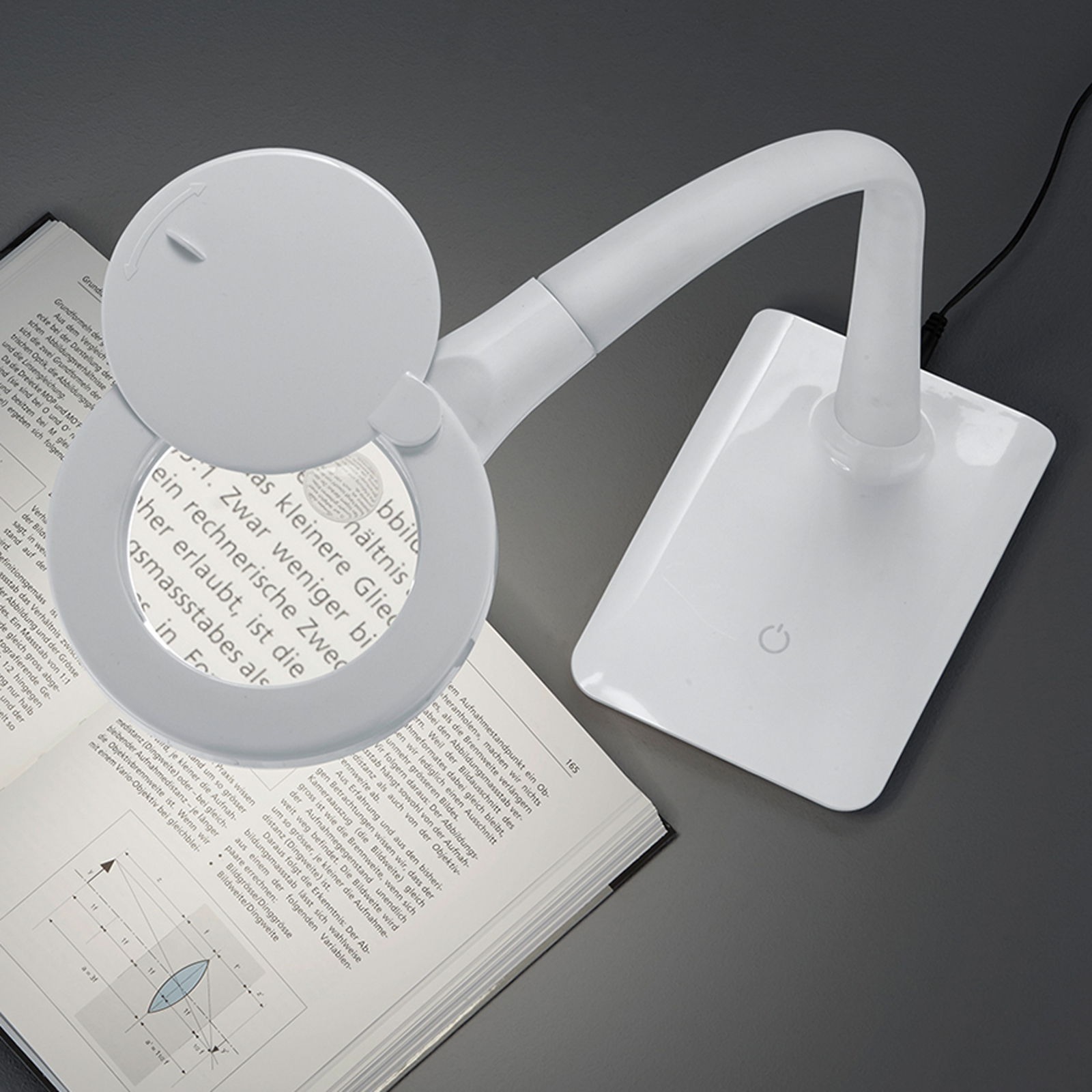 TRIO LIGHTING LAMPE À LOUPE LED AVEC PIED, BLANCHE