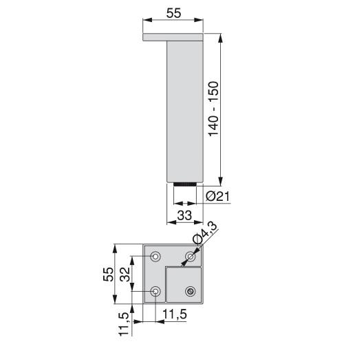 PIED DE MEUBLE - RÉGLABLE - PAR 4 - 140 MM - CHROMÉ - SMARTFEET 1 EMUCA