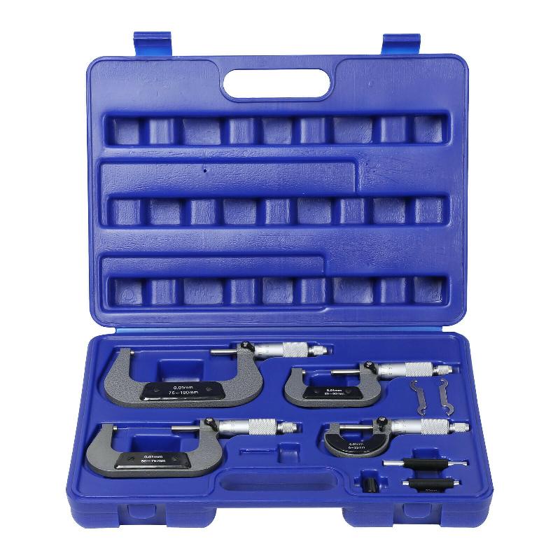 MICROMÈTRE COFFRET 4 PIÈCES 0-100MM VIS MICROMÉTRIQUE MICROMÈTRE EXTÉRIEUR 16_0002763_0