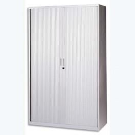 MT INTERNATIONAL ARMOIRE HAUTE MÉTAL MONOBLOC CORPS ET RIDEAUX GRIS PERLE 4TABLETTES - DIM. 120X198X43 CM