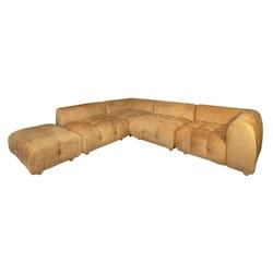 Now's Home - Canape Angle 5 Modules Ocre Orange Velours Pane 300x265x67cm Twiggy - 3256390248844_0