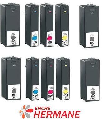 PACK DE 10 CARTOUCHES ENCRE GÉNÉRIQUE LEXMARK 100XL NOIRE ET COULEUR