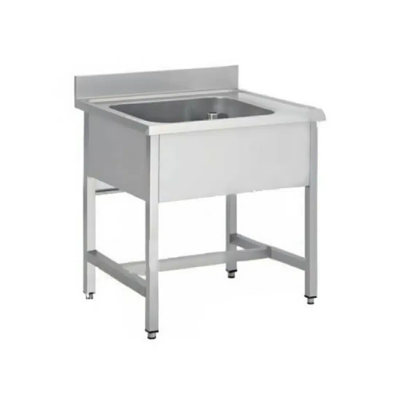 Plonge soudée sur pieds carrés sans étagère, inox ferritique, 1 bac au centre, profondeur 700 mm (Longueur, mm: 900 - Réf F-SPL97-1B-1)_0