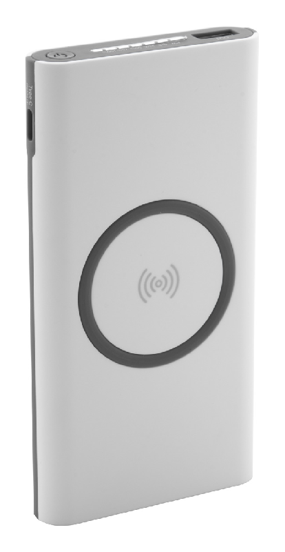Power bank en plastique - 6000 mAh - Chargeur sans fil intégré - Ports USB et USB-C - Couleur blanche_0