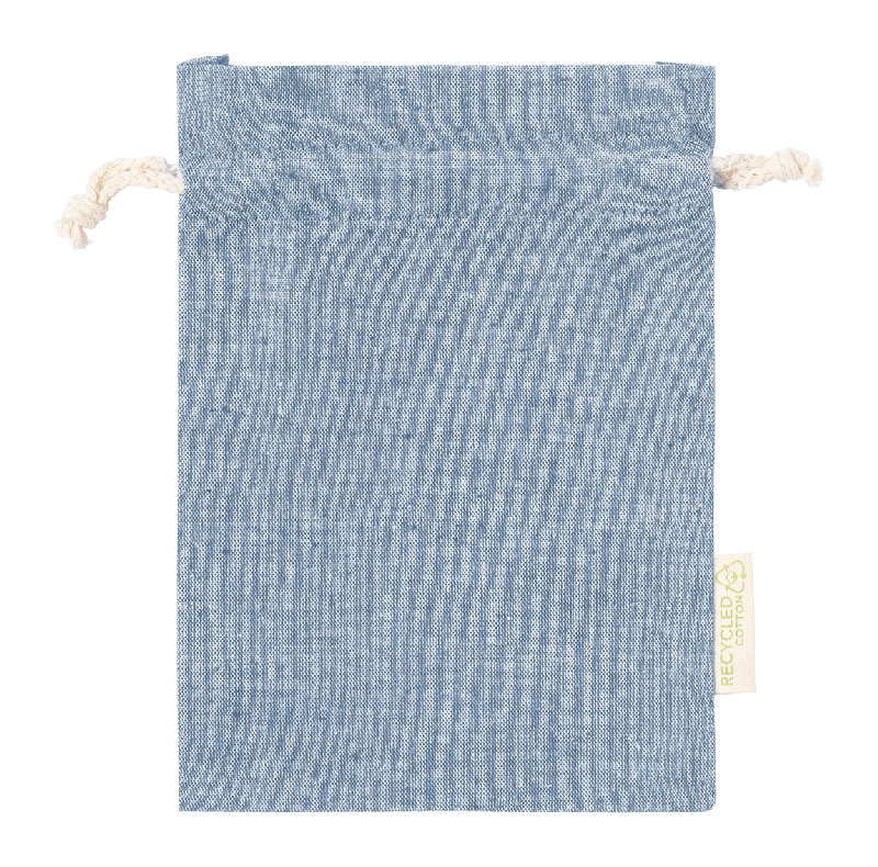 Sac à provisions en coton recyclé - 100% coton - Fermeture à cordon - 120 g/m² - Couleur bleu_0