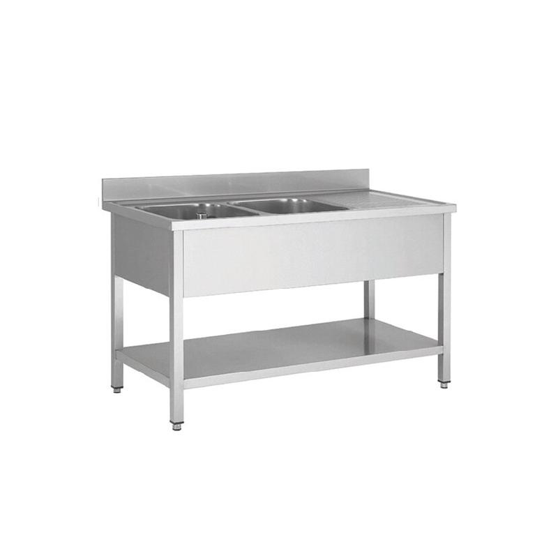 Skyrainbow Evier en inox, deux cuves à gauche, 160 x 70 - inox THSTR167BL2_0