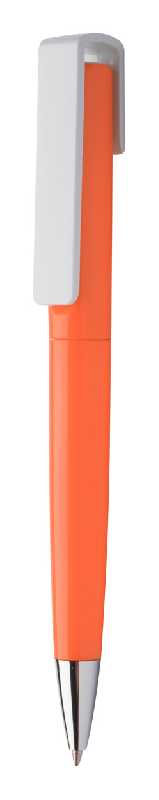 Stylo à bille twist en plastique - large clip pour impression - encre bleue - couleur orange_0