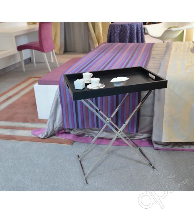 Table basse pliante pour petit déjeuner dans la chambre - structure en métal chromé brillant - Coffy_0