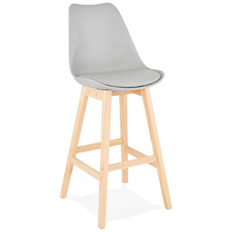 Tabouret de bar scandinave Elise 112cm gris - Paris Prix - Bois & Polyuréthane, compatible table mi-haute_0