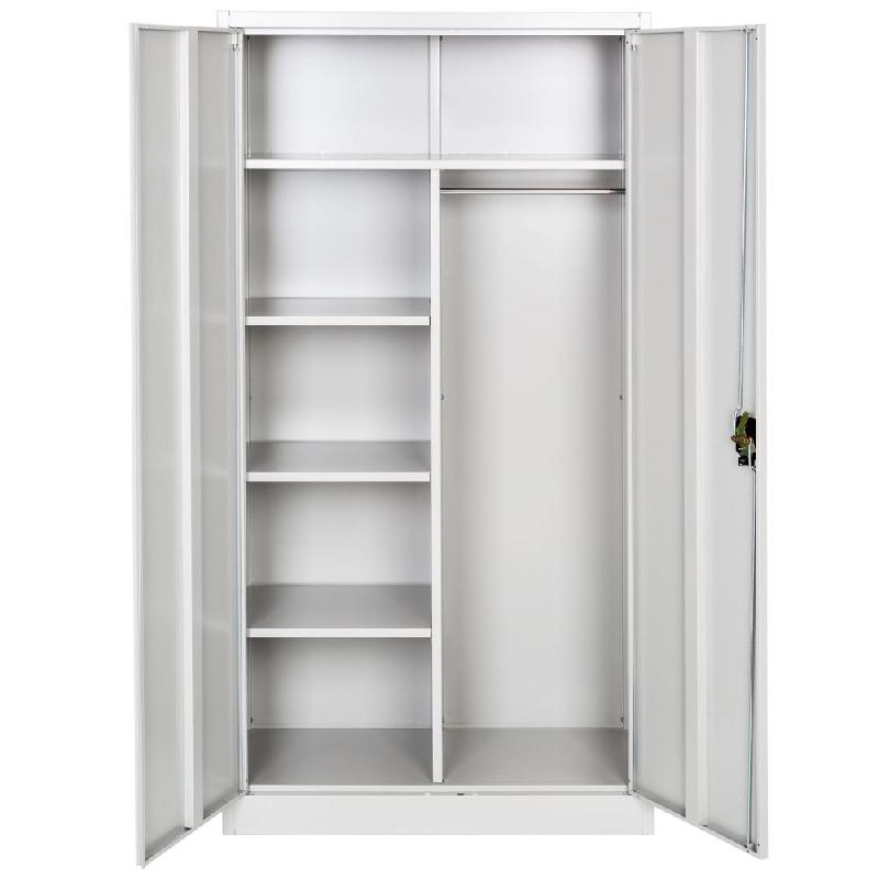Vestiaire métallique 5 niveaux 90 cm - Penderie intégrée - Gris - Verrouillable avec étagères réglables_0