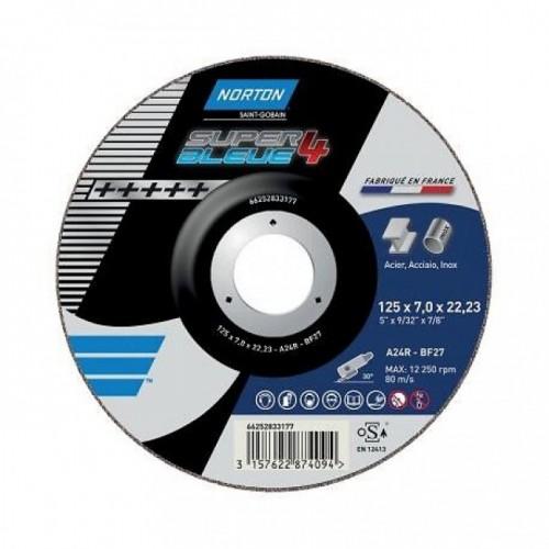 25 DISQUES À ÉBARBER- SUPER BLEU 5 MÉTAL INOX - 230X7X22.23MM NORTON