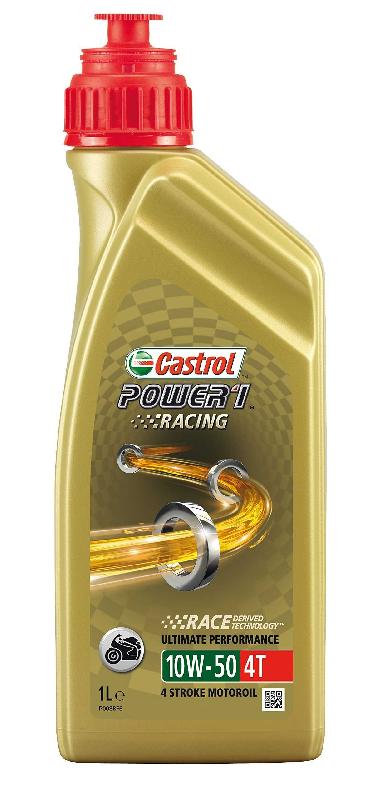 Castrol Power 1 Racing 4T 10W-50 - Huile moteur 1L pour moto à essence - Normes API SL et JASO MA/MA2_0
