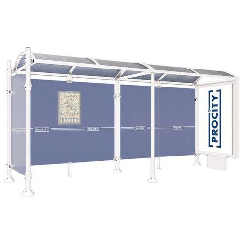 ABRI BUS PROVINCE 5 M CAISSON 1 BARDAGE INOX BLANC 9010 - PROCITY