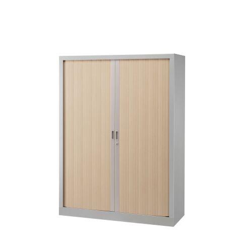 ARMOIRE HAUTE MÉTAL H 160 X L 120 À RIDEAUX MONOBLOC GÉNÉRIC ALU-CHÊNE CLAIR