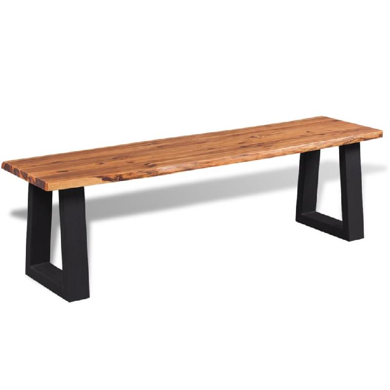 Banc banquette en bois d'acacia massif - Style industriel - 145 cm - 02_0010920_0