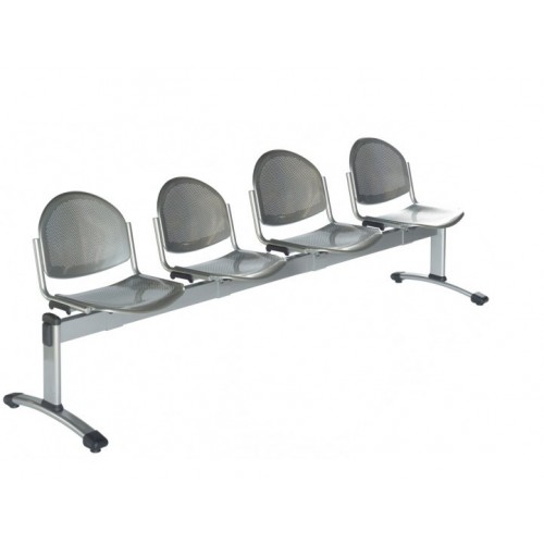 Banc poutre 4 places en métal avec dossier perforé - peinture époxy anti-rayures - Réf. 3394_0