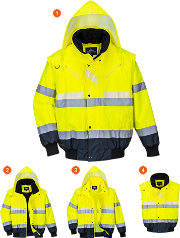 Blouson 3-en-1 glowtex jaune marine g465, 4xl_0