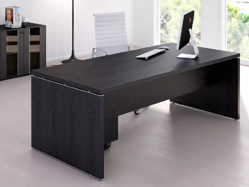 Bureau individuel pied panneau So Flora - 180 x 90 cm, Noyer Naturel_0