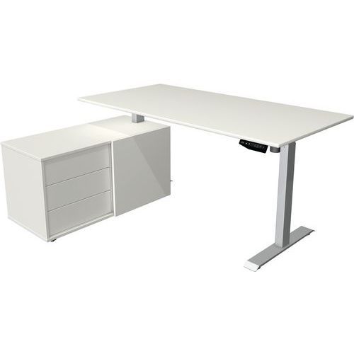 BUREAU RÉGLABLE EN HAUTEUR RANGEMENT MOVE 1 - ARGENT - BLANC - KERKMANN