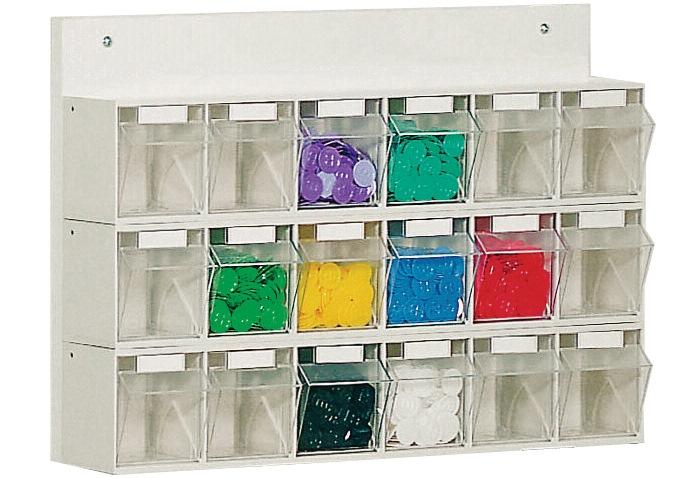 Casier transparent LOCKWEILER - plastique blanc - H410 x L600 x P108 mm - paroi arrière en bois_0