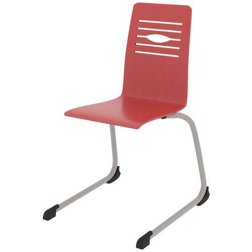 CHAISE COQUE YOGA PIÈTEMENT LUGE ACIER - ROUGE CHINOIS/GRIS ARGILE - RODET