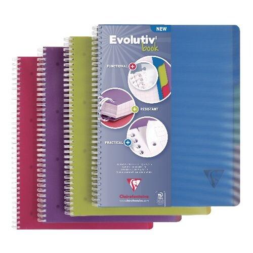 Clairefontaine Lot de 5 Cahier Linicolor Intensive Evolutiv'book A4+, 240p./120 feuilles détachables 90 g/m² reliure intégrale, couv. Polypro assor_0