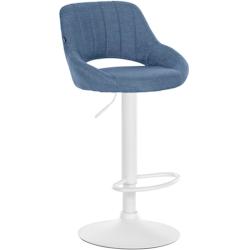 CLP Tabouret de bar Milet en Tissu et Pied métal Bleu/Blanc - bleu textile 321274_0