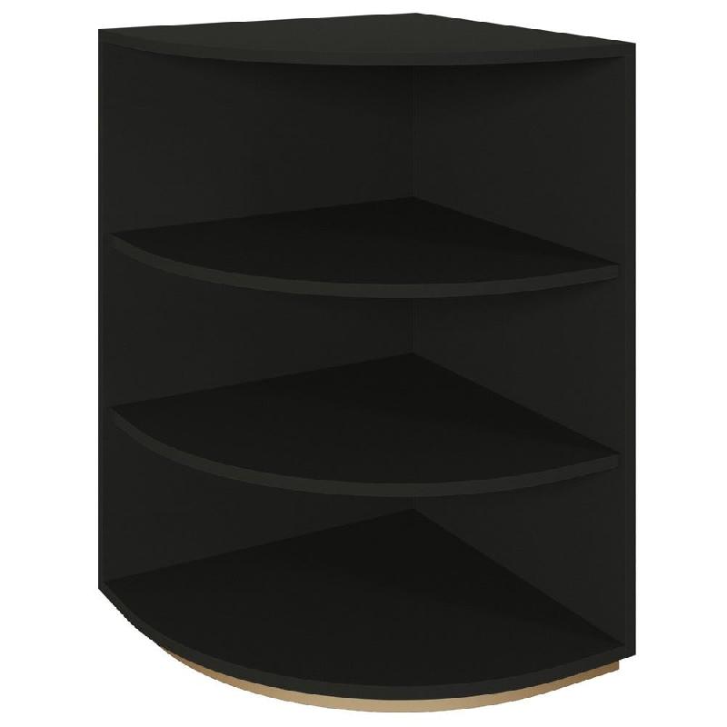Comptoir angle arrondi 90 degrés - P60xH93,8cm - mélaminé noir - 2 tablettes_0