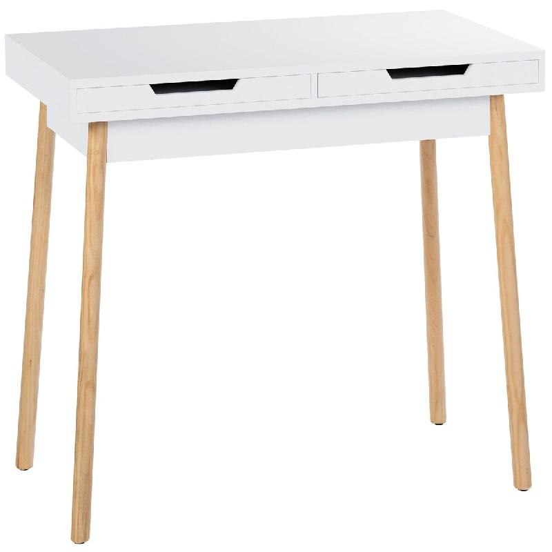 Décoshop26 - Bureau moderne blanc et chêne avec deux tiroirs 110 cm – Style scandinave 10_0009173 - blanc 3000267046381_0