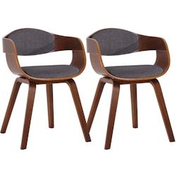 Décoshop26 - Lot de 2 chaises de salle à manger design scandinave en tissu gris clair et structure en bois foncé 10_0001728 - gris 3000250639187_0