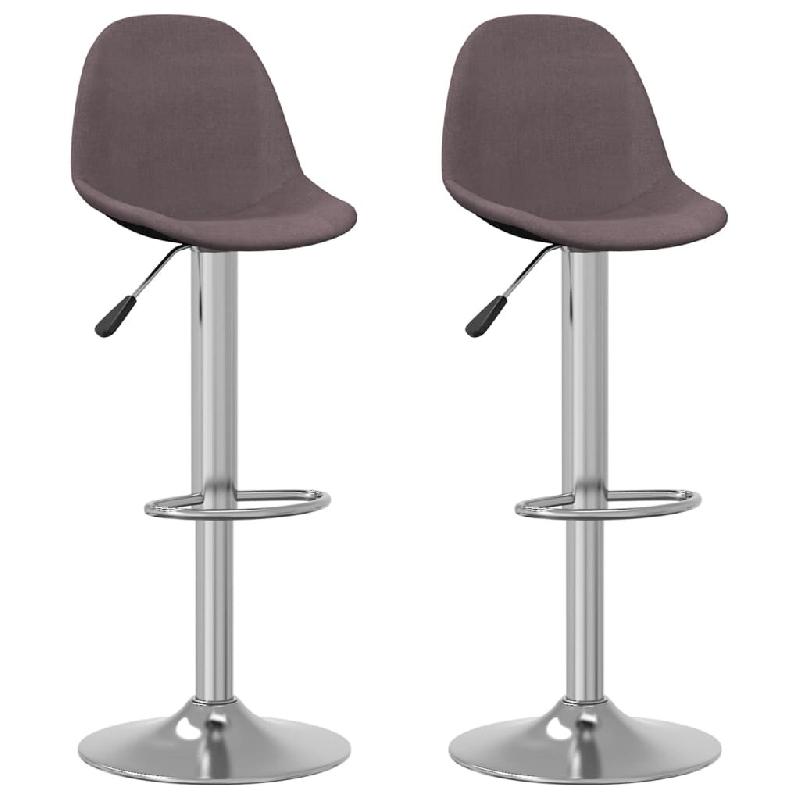 Décoshop26 - Lot de 2 tabourets de bar chaises hautes hauteur réglable en tissu taupe cadre en acier DEC029883 - 3000257609282_0