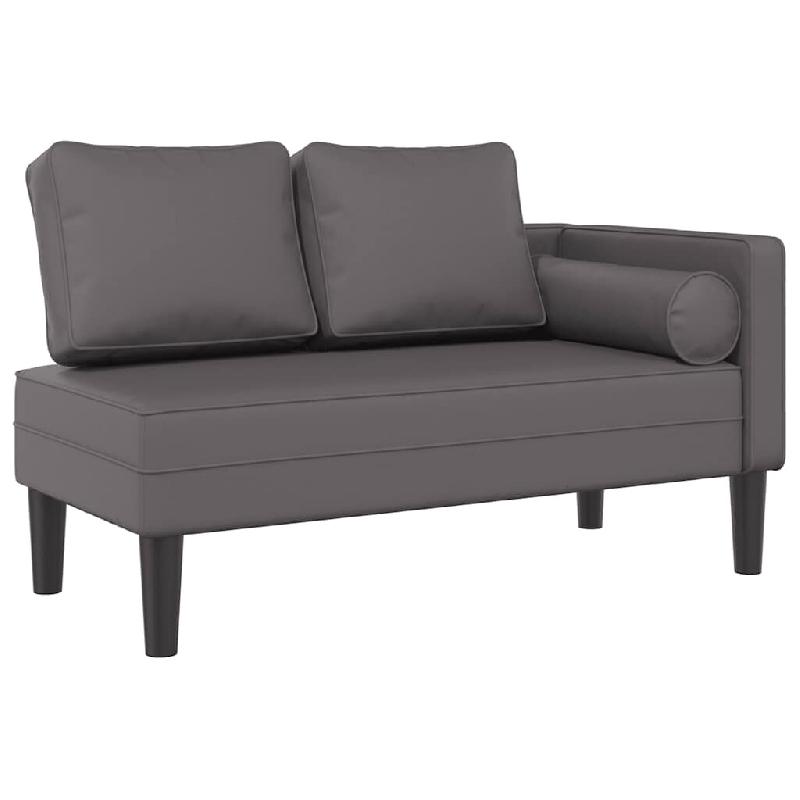 Décoshop26 - Méridienne chaise longue canapé pour intérieur avec coussins en PVC gris DEC026082 - gris 3000255610280_0