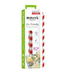 ECOLOMIQUE - 25 Pcs - Chalumeau papier rouge/blanc - Diam: 0,6 cm x 19,7 cm - ECO8NPCHP19R1 - rouge papier ECO8NPCHP19R1_0