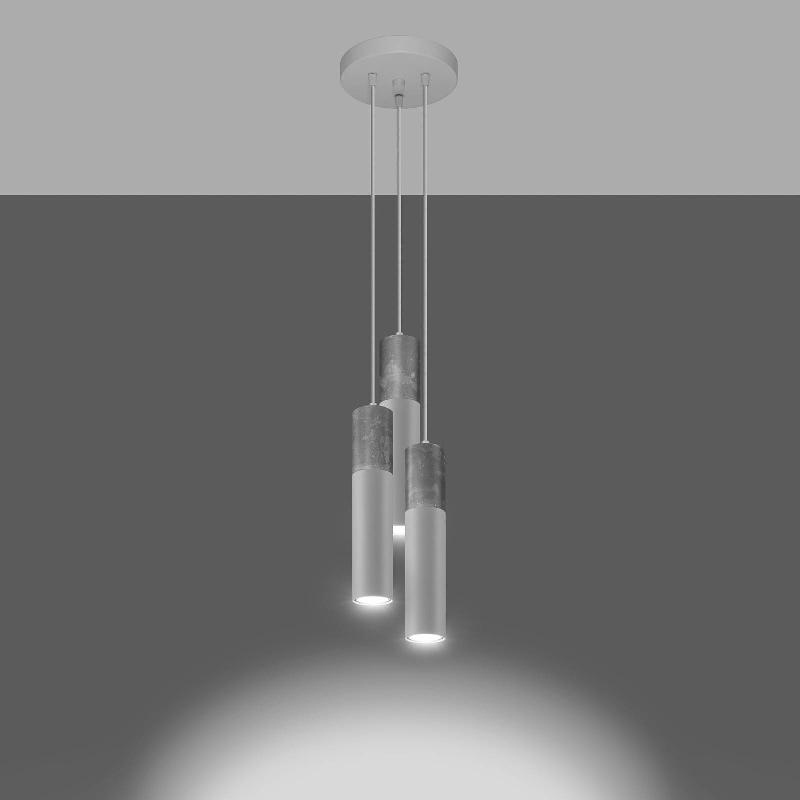 EULUNA ISABEAU SUSPENSION À 3 LAMPES BLANCHE/GRISE