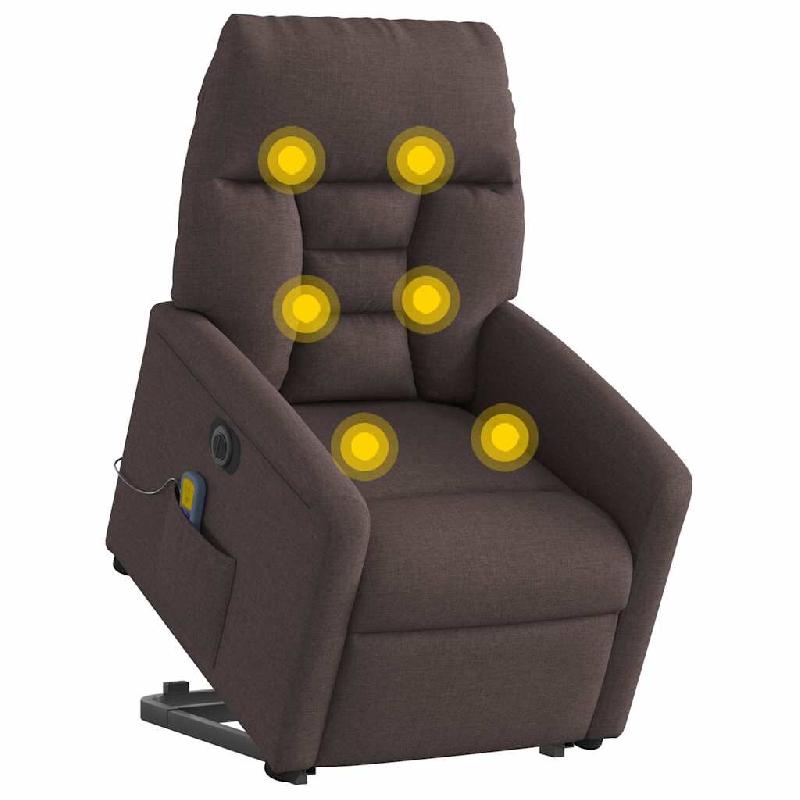 Fauteuil inclinable de massage électrique Marron foncé Tissu Modèle Pelviane - 8721102960499_0
