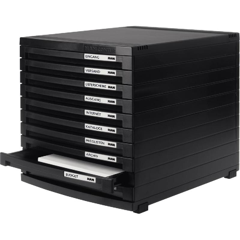 HAN Module de classement CONTUR, 10 tiroirs bas, en PS, coloris noir - 1510-13_0