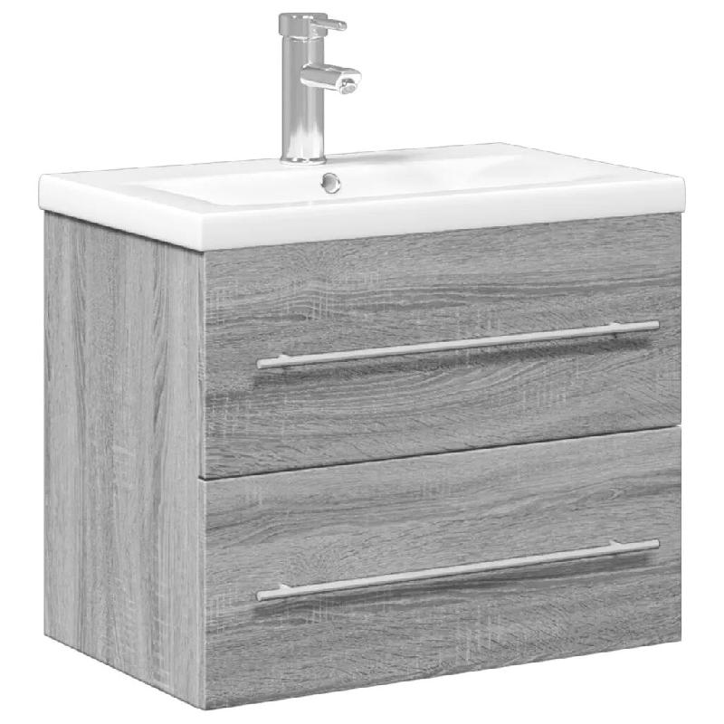 Helloshop26 - Armoire de lavabo de salle de bain murale moderne avec miroir rangement 60 x 38,5 x 48 cm en bois d'ingénierie sonoma 02_0055541 - Bois_0