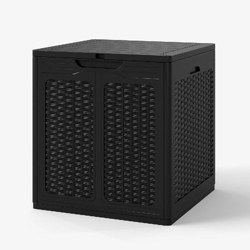 Helloshop26 - Coffre de rangement extérieur 145 litres table d'appoint et siège supplémentaire moderne en PP noir 20_0011479 - 3000226745164_0