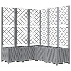 Helloshop26 - Jardinière bac lit surélevé plantes fleurs terrasse jardin avec treillis clair 120 x 120 x 136cm polypropylène gris 02_0038341 - 300_0