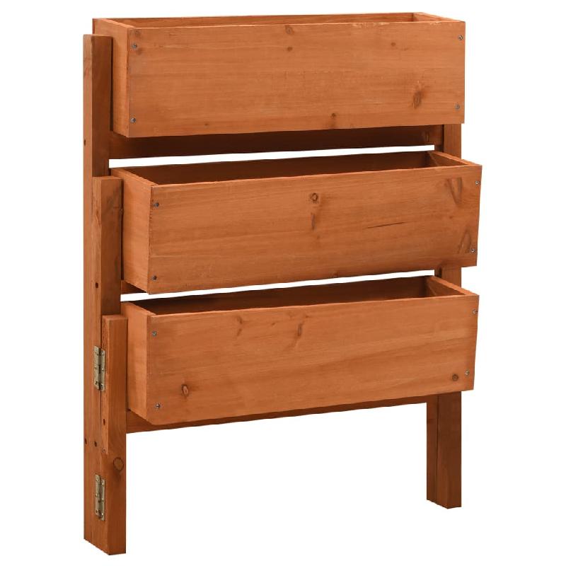 Jardinière pliable de jardin en bois de sapin orange - 60 x 14 x 75 cm - Avec 3 boîtes de fleurs de différentes hauteurs - Réf : 02_0000835_0
