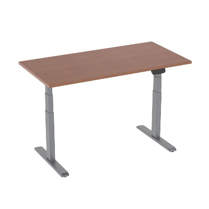 KIMEX - Bureau motorisé assis-debout 150x75cm Plateau noyer/Pied gris - 3700685422636_0