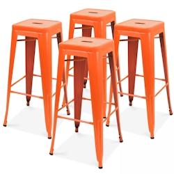 Oviala Business Lot 4 tabourets de bar en métal orange mat - orange acier 105788_0