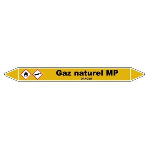 LOT DE 3 - MARQUEUR DE TUYAUTERIE - GAZ NATUREL MP - NFX 08-105 - VINYLE 355 X 37 MM