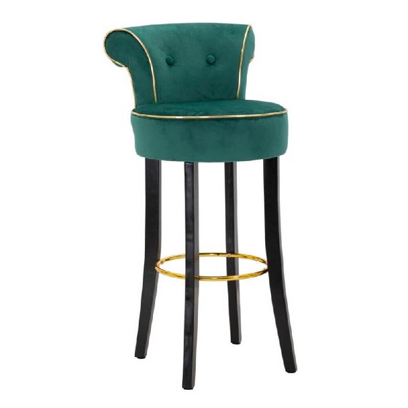 Mauro Ferretti Tabouret De Bar Luxy Cream - Tabouret En Velours Synthétique Avec Dossier Et Structure En Métal Et Bois, 46 X 48 X 96 Cm - Style Glam_0