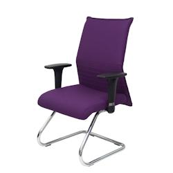 Piqueras y Crespo Fauteuil pivotant Albacete visiteur avec base luge chromée en tissu BALI violet - violet multi-matériau 208CPBALI760_0