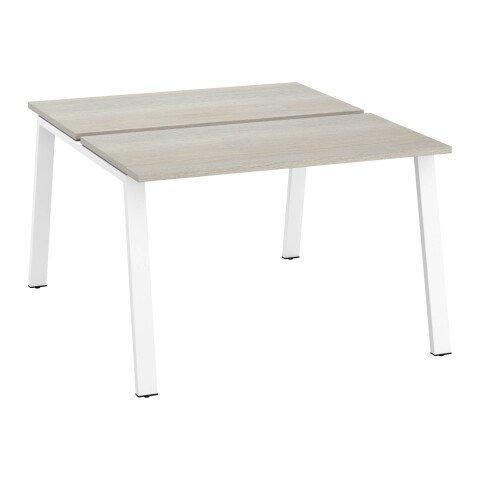 PÔLE DE 2 BUREAUX ECLA CHÊNE GRIS L 120 X P 60 CM PIÈTEMENT MÉTAL FINITION BLANC