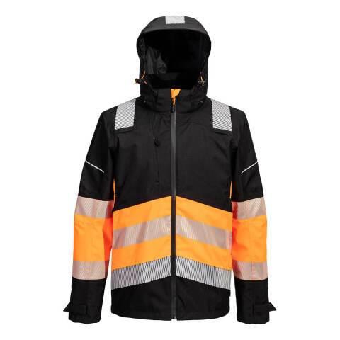 PORTWEST PW368 VESTE DE PLUIE EXTREME PW3 HV CLASSE 1 ORANGE/NOIR - TAILLE L