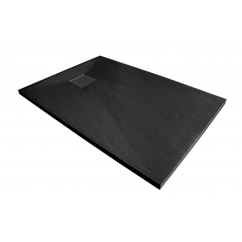 RECEVEUR DE DOUCHE - TEXTURÉ - EXTRA-PLAT ET ANTI-DÉRAPANT 100X80 NOIR BATHLUXE